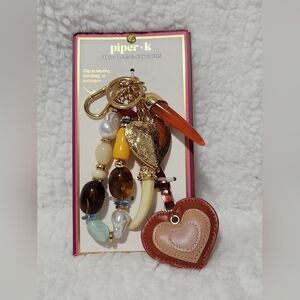 piper·k Multicolor Heart Beaded Key & Bag Charm